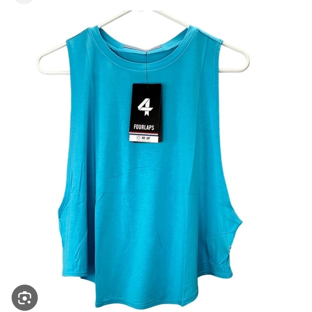 Nwt Fourlaps Curve tank. River blue. Size medium